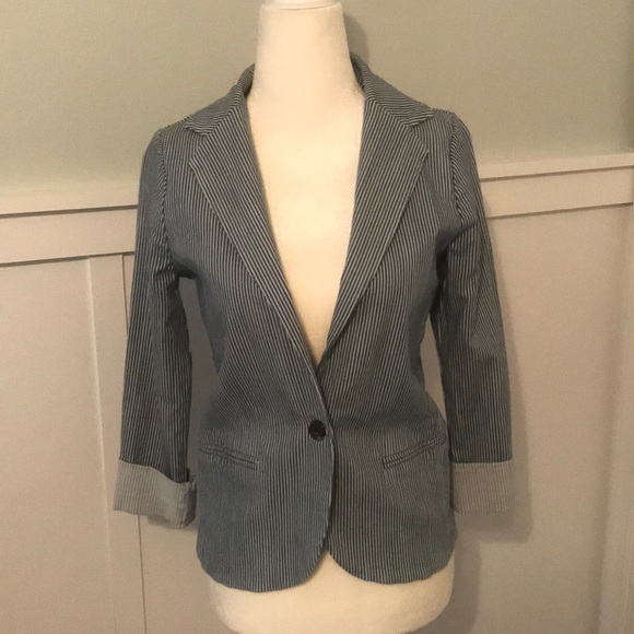 XS Splendid blue (denim-like) striped blazer - Picture 1 of 3